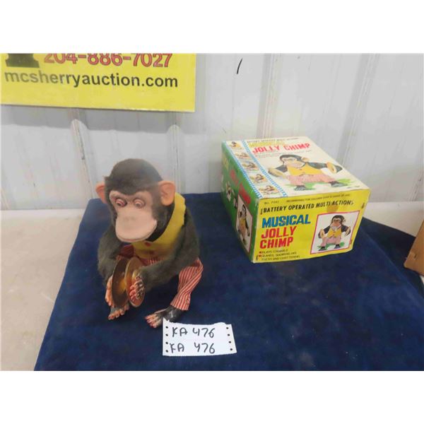 Musical Jolley Chimp, Battery Operated with Box, Made in Japan - Daishin