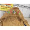 Image 10 : Vintage Leather Jacket with Bead Work + Tassels, Sz XL 