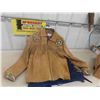 Image 1 : Vintage Leather Jacket with Bead Work + Tassels, Sz XL 