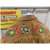 Image 8 : Vintage Leather Jacket with Bead Work + Tassels, Sz XL 