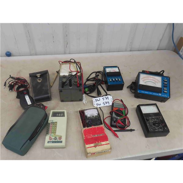 8 Various Testers ; Tach Dual Volt Ammeter, Circuit, Battery, Fluke 8020a 