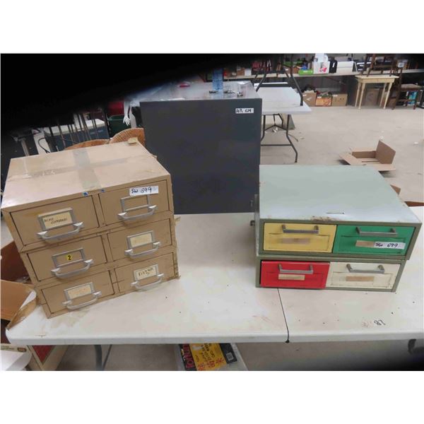 Stack of 3  Index Cabinet - 6 Drawer 16" x 17" x 18" & Stack of 2 Index Cabinets -