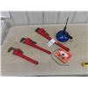 Image 1 : 3 Pipe Wrenches ; 14", 18", 24" + Snake & Strapping