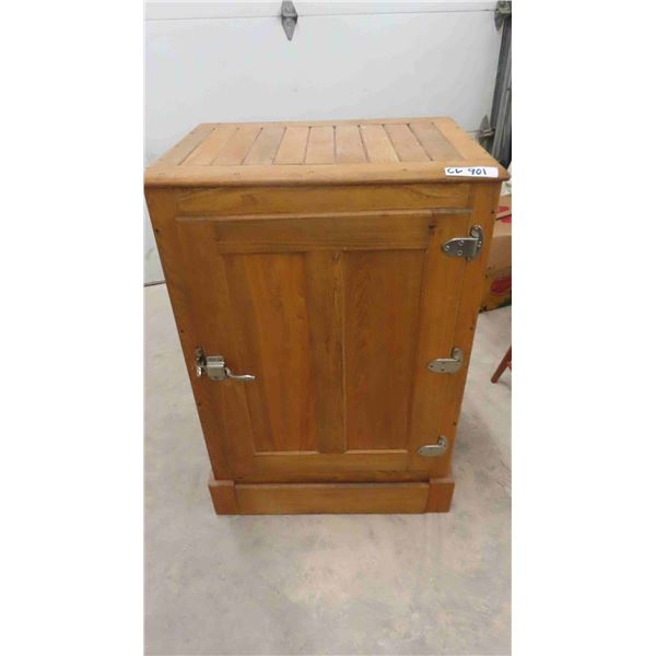 Wooden Antique Ice Box 19  x 27  x 39 