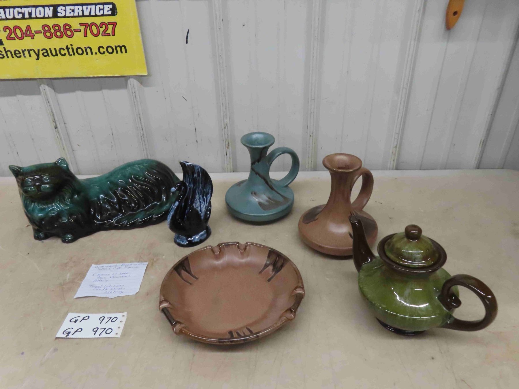 Blue Mountain Pottery Cat 5 pcs Rare Blue Mountain Pottery ; Tea Pot,