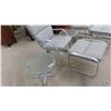 Image 2 : 10pc Patio Set ; Table 28" x 51", 3 Stands 16" x 20", 4 Chairs with Cushions, 2 