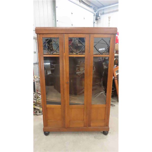 Oak  2 Door China Cabinet 10" x 48" x 75"