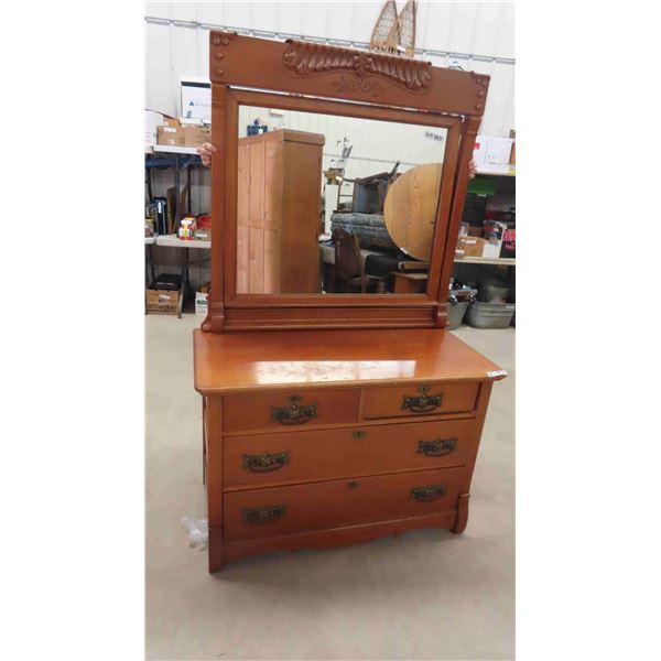 Dresser with Large Swing Mirror - Very Old with Peg Dowling 25" x 31" x 42" 