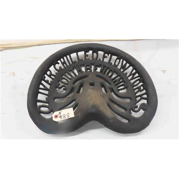 Oliver Chilled Plow Works Cast Implement Seat