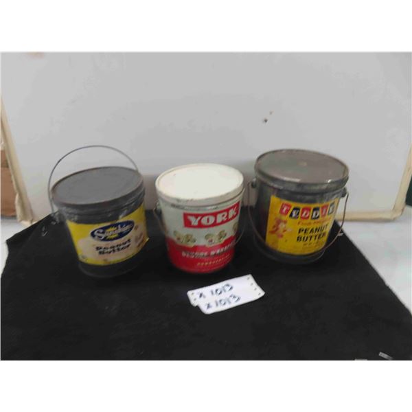 3 Peanut Butter Tins - 5 lb : York, Sunshine, Teddie