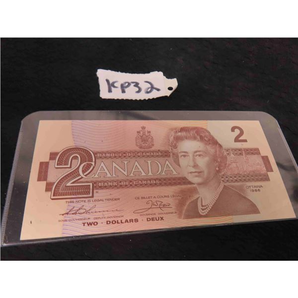 1986 Canada Uncirculated $2 Bill