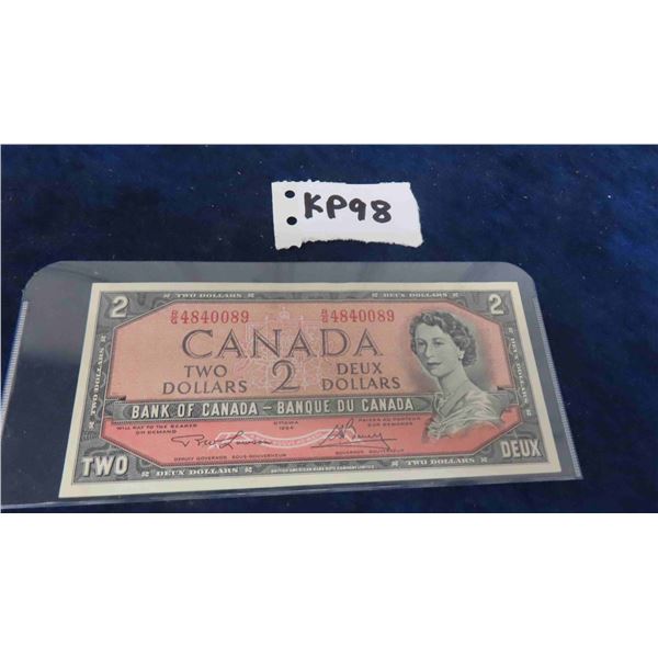 1954 Canada $2 Bill Uncirculated Serial# 4840089