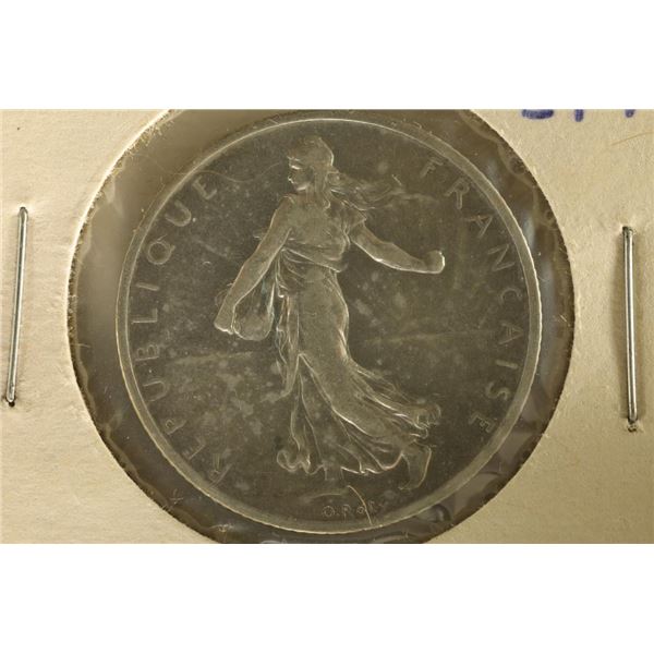 1898 FRANCE SILVER 2 FRANCS. .2685 OZ. ASW