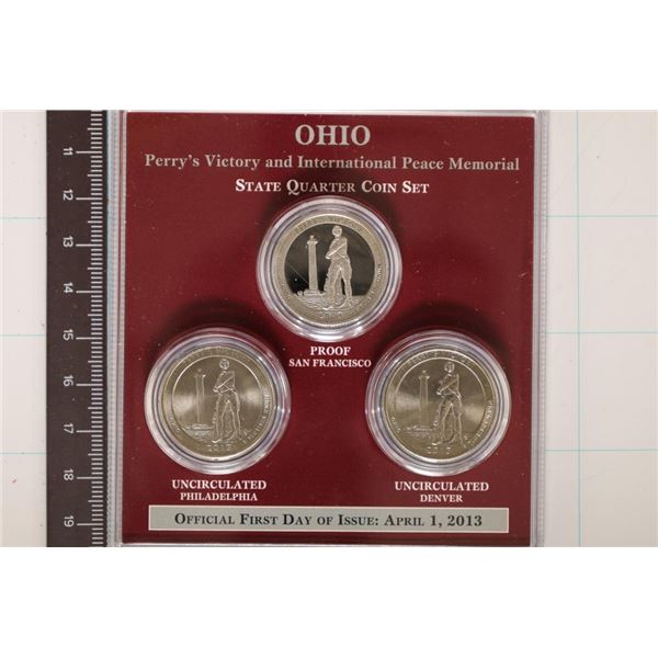 2014 OHIO P/D/S STATE QUARTER SET, IN HARD PLASTIC