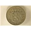 Image 1 : 1954 NETHERLANDS SILVER 1 GULDEN .1505 OZ. ASW