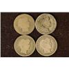 Image 1 : 1907, 09, 11 & 1913 SILVER BARBER DIMES