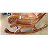 Image 3 : VINTAGE CARVED WOOD AND LEATHER ROCKING CHAIR