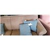 Image 2 : FABRIC COUCH WITH STUD ACCENTS AND THROW PILLOWS