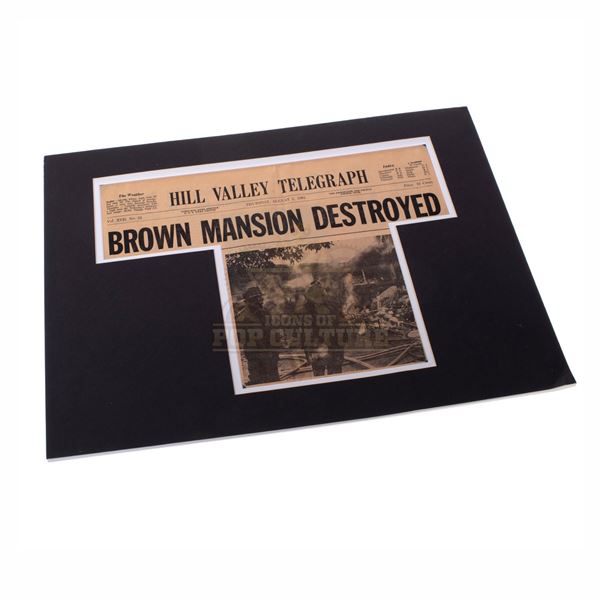 Back to the Future - Prop “Brown Mansion Destroyed” Newspaper Clipping – H2-145