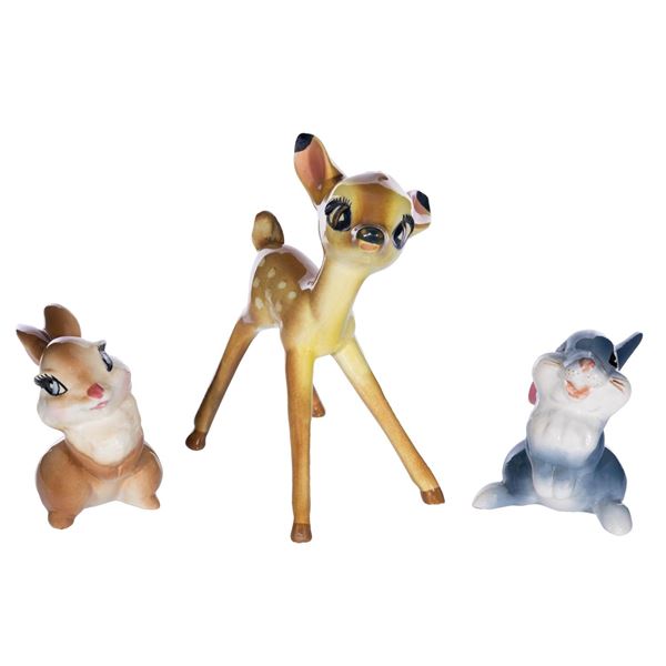 A Trio of American Pottery Bambi Ceramic Figures.