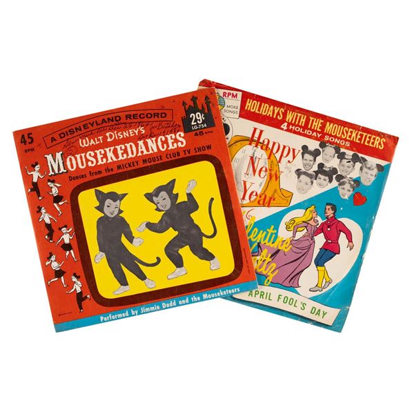 A Pair of Mouseketeer 45 RPM Records.