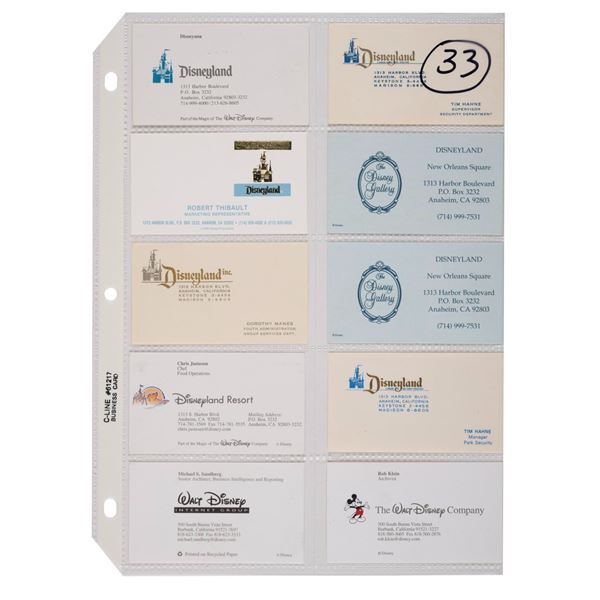 A Collection Disney Company Business Cards.