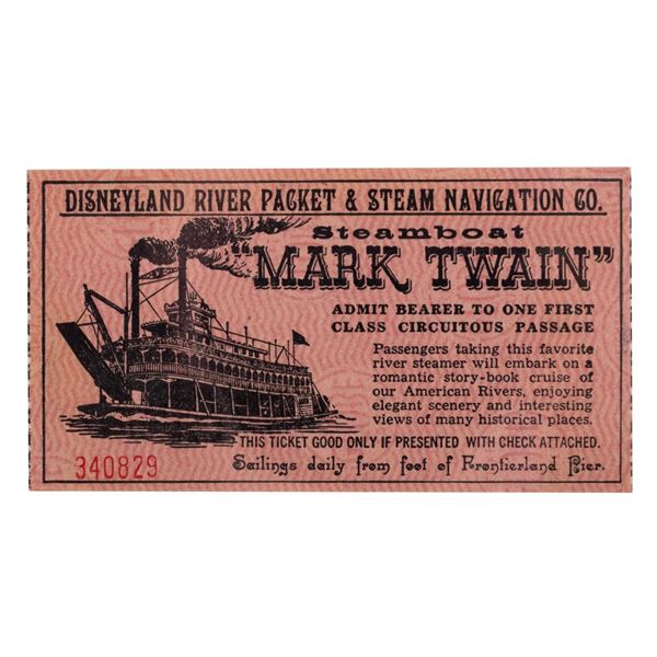 A 1956 Disneyland Mark Twain Admission Ticket.