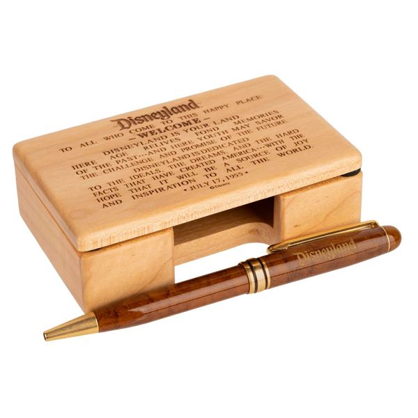 A Disneyland Souvenir Pen and Wooden Box.