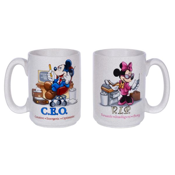 A Pair of Mickey C.E.O. and Minnie V.I.P. Mugs.