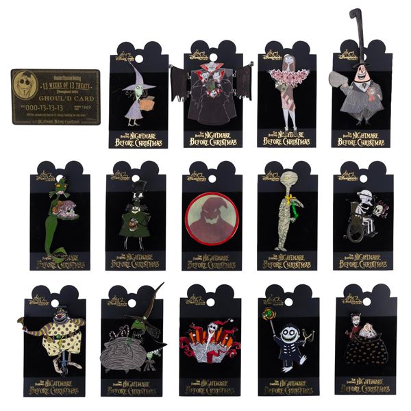 A Haunted Mansion "13 Weeks of Nightmares" Pin Set.