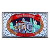 Image 1 : Haunted Mansion Holiday Stained Glass Santa Jack Art.