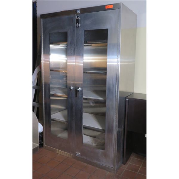 Metal Cabinet w/ 6 Inside Shelves & Glass Doors  47 x24 x78 H