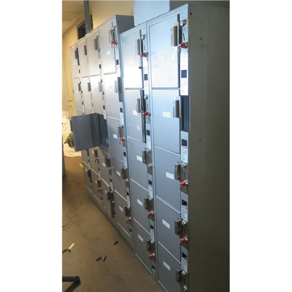 Qty 3 Locker Sections w/ 10 Compartments 17"x12"x64"H each (missing some keys & locks)