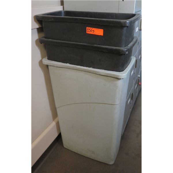 Qty 3 Plastic Waste Receptacles