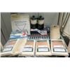 Image 1 : Multiple Olicity Cheesecloths in Packages, Coleman Propane Tanks, Gloves, Grease Filter Cones, etc