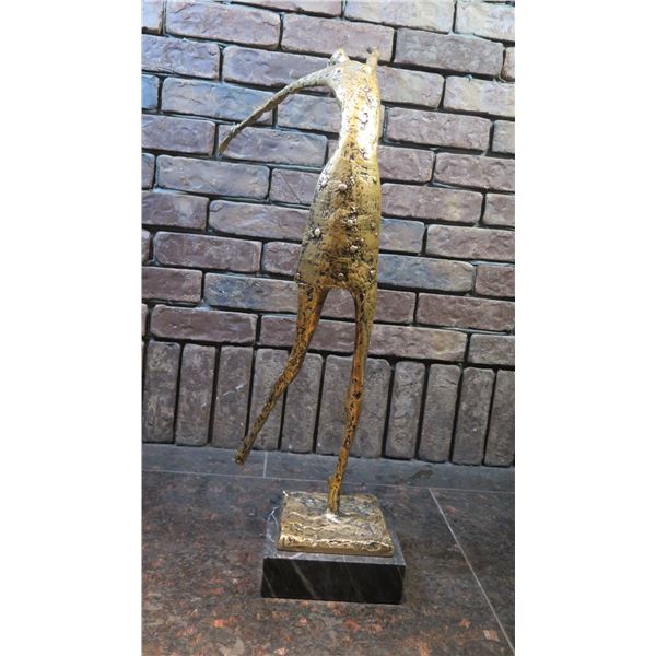 Reaching Figure Abstract Statue on Stone Base 30"H