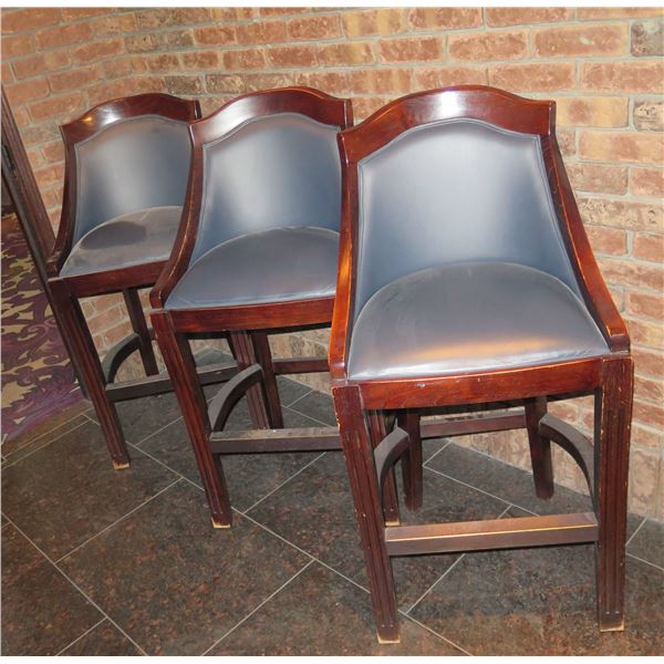 Qty 3 Wooden Chairs w/ Upholstered Seats & Backs 21"x17"x43"H