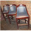 Image 1 : Qty 3 Wooden Chairs w/ Upholstered Seats & Backs 21"x17"x43"H