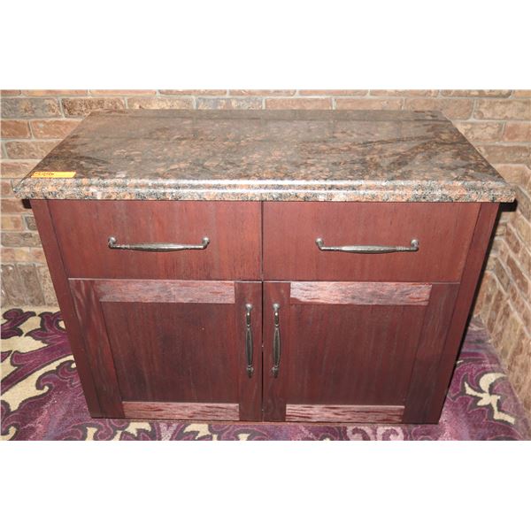 Wooden Cabinet w/ 2 Drawers, 2 Doors & Stone Top 40"x20"x33"