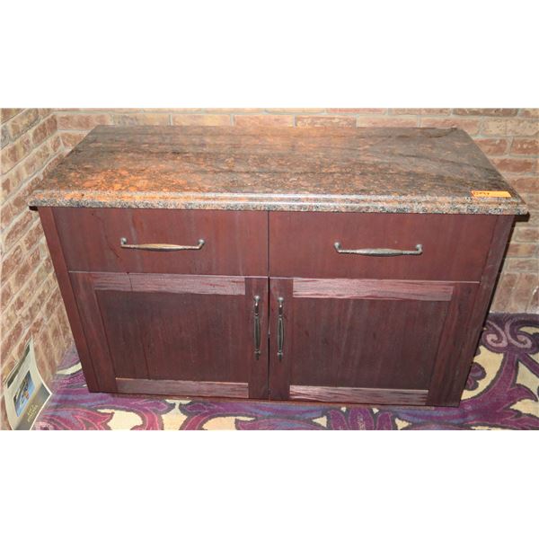 Wooden Cabinet w/ 2 Drawers, 2 Doors & Stone Top 40"x20"x33"