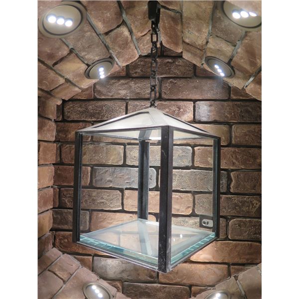 Metal Hanging Lantern 9"x9"x14" (no key)