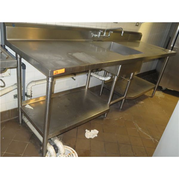 Metal Sink w/ Dual Drainboards & Undershelf 96"x30"x42"H