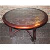 Image 1 : Warisan Round Carved Wooden Table 48"dia, 28"H