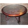 Image 1 : Warisan Round Carved Wooden Table 48"dia, 28"H