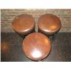 Image 2 : Qty 3 Wooden Upholstered Round Stools 16"dia, 29"H