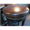 Image 3 : Qty 3 Wooden Upholstered Round Stools 16"dia, 29"H