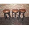 Image 7 : Qty 3 Wooden Upholstered Round Stools 16"dia, 29"H