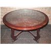 Image 1 : Warisan Round Carved Wooden Table 48"dia, 28"H