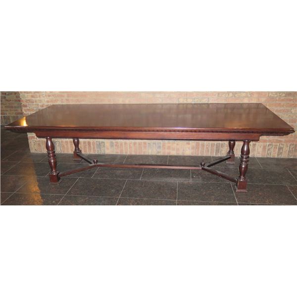 Carved Wooden Rectangular Table 114"x48"x30"H