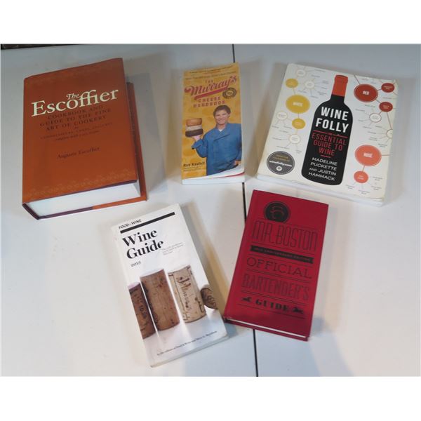 Qty 5 Books: Wine Folly, Wine Guide, The Escoffier, Cheese Handbook & Bartender's Guide